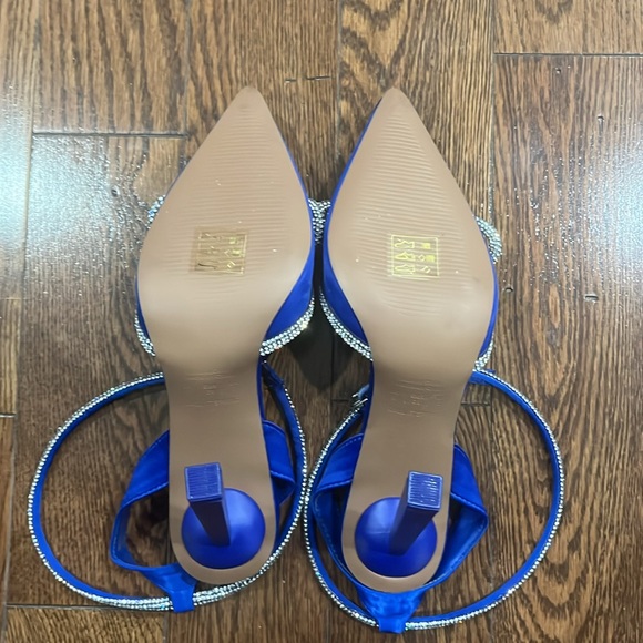 Royal blue sparkly with bow heels - Picture 2 of 2